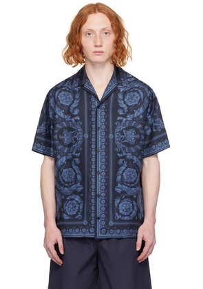 Versace Navy & Blue Barocco Shirt