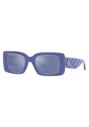 Tory Burch Blue Mirrored Rectangular Ladies Sunglasses TY7188U 19401U 51