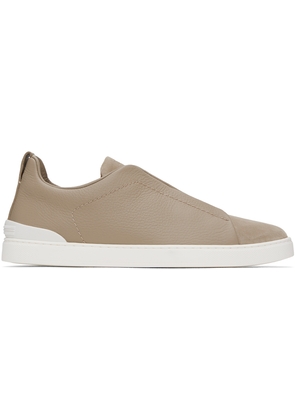 ZEGNA Taupe Triple Stitch Sneakers