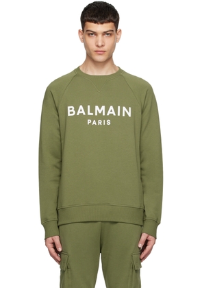 Balmain Khaki Paris Print Sweatshirt