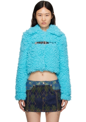 Andersson Bell Blue Goldie Faux-Fur Cardigan