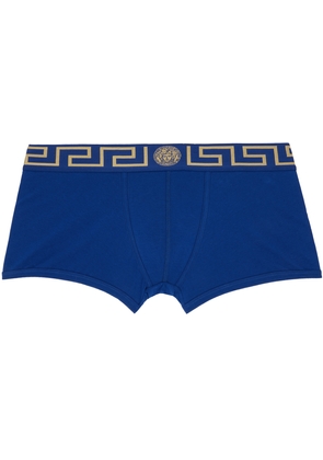 Versace Underwear Blue Greca Border Boxers