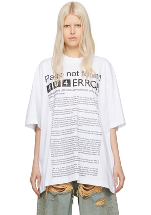 VETEMENTS White 'Page Not Found' T-Shirt