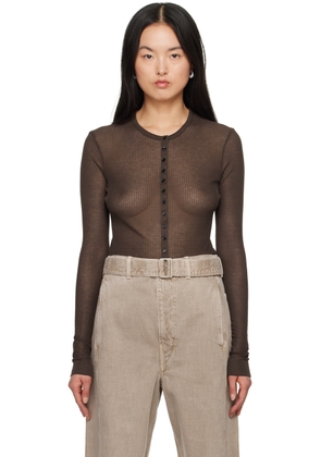 LEMAIRE Brown Seamless Cardigan