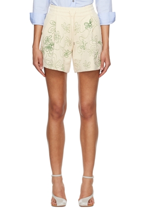 Dries Van Noten Off-White Embroidered Shorts