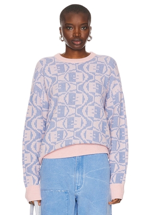 Acne Studios Face Knit Sweater in Faded Pink Melange & Light Blue - Rose,Baby Blue. Size L (also in M).