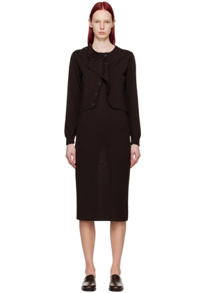 LEMAIRE Brown Layered Midi Dress