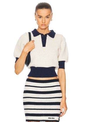 Staud Altea Sweater in Ivory & Navy - Ivory. Size L (also in ).