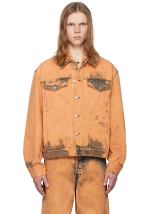 Dries Van Noten Orange Bleached Denim Jacket