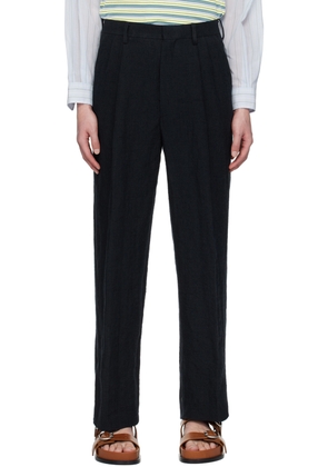 AURALEE Navy Pleated Trousers