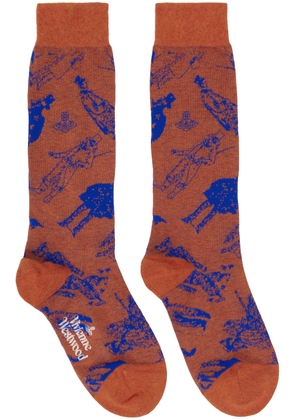 Vivienne Westwood Orange Evolution of Man Socks