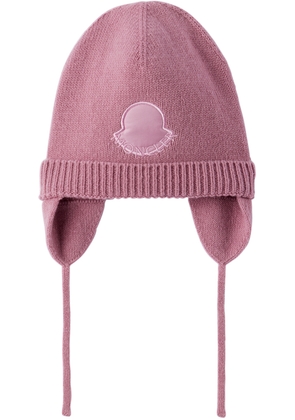 Moncler Enfant Baby Pink Embroidered Beanie