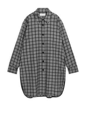 Flannel Shirt Dress - Grey