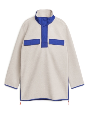 Colour Contrast Fleece Jacket - Beige