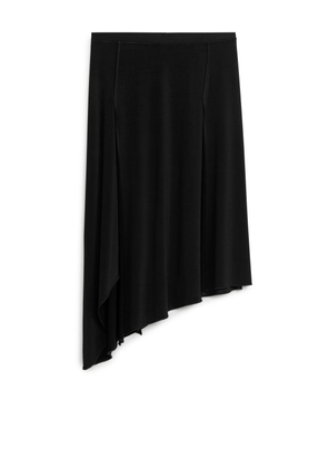 Asymmetrical Midi Skirt - Black