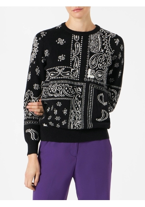 Mc2 Saint Barth Woman Sweater Blended Cashmere Black Bandana Pattern