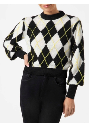 Mc2 Saint Barth Woman Brushed Sweater With Argyle Pattern