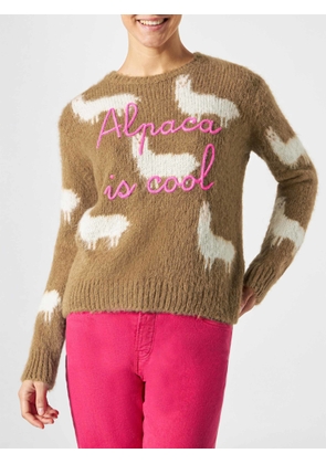 Mc2 Saint Barth Woman Brushed Sweater With Alpaca And Alpaca Is Cool Embroidery