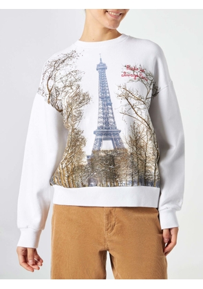 Mc2 Saint Barth Woman Fleece Sweatshirt With Paris Postcard Print