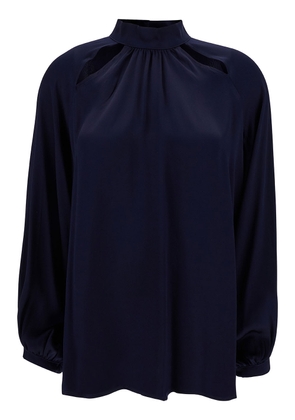 Semicouture Jazmin Blue Blouse With Cut-Out In Acetate And Silk Woman