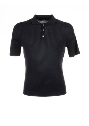 Tagliatore Black Short-Sleeved Polo Shirt