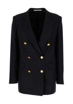 Tagliatore Black Double-Breasted Blazer With Gold-Tone Buttons In Viscose Blend Woman