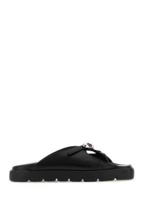 Alexander Wang Black Leather Dome Thong Slippers