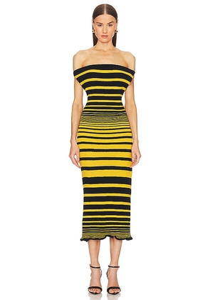 George Trochopoulos Caterpillar Midi Dress in Yellow. Size S, XS.