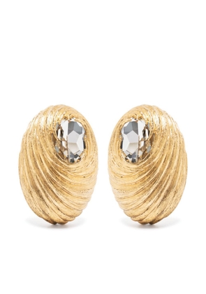 Saint Laurent Cocoon crystal-embellished clip-on earrings - Gold