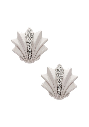 Julietta Metal Shell Earrings in Metallic Silver.