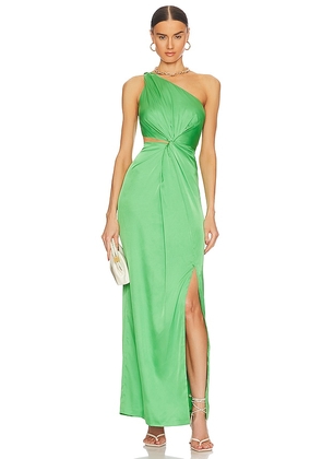 AMUR Deena One Shoulder Gown in Green. Size 4, 6.