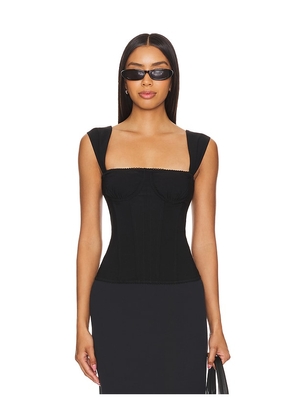 WeWoreWhat Ruched Cup Corset Top in Black. Size 0, 2, 4, 6, 8.