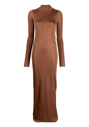 Saint Laurent knit long-sleeve maxi dress - Brown
