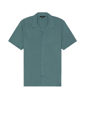 Vince Pique Cabana Short Sleeve Button Down Shirt in Teal. Size S, XL/1X.