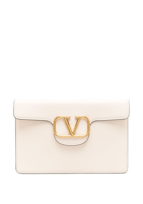 Valentino Garavani VLogo leather clutch bag - Neutrals