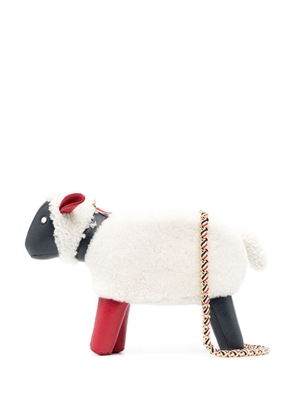 Thom Browne sheep shearling shoulder bag - White