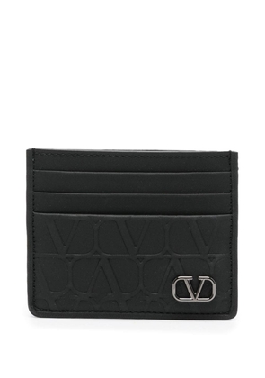 Valentino Garavani Toile Iconographe leather card holder - Black