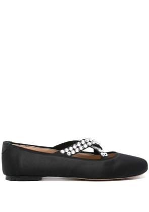 Casadei satin gem-embellished ballerina shoes - Black