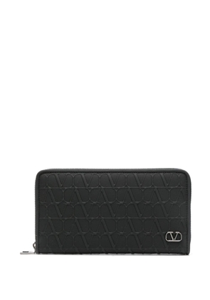 Valentino Garavani Toile Iconographe-embossed leather wallet - Black
