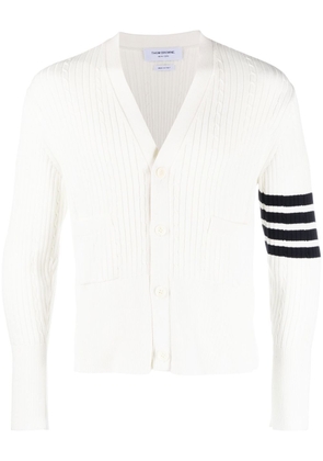 Thom Browne 4-Bar stripe cable-knit cardigan - White