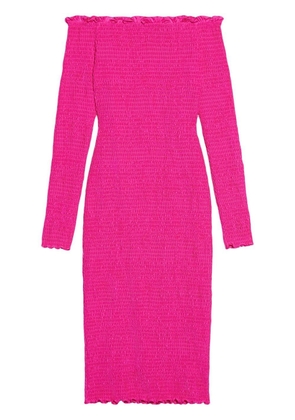 Balenciaga off-shoulder smocked midi dress - Pink