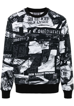 Versace Jeans Couture Magazine-print cotton sweatshirt - Black