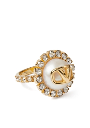 Valentino Garavani VLogo Signature crystal ring - Gold