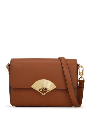 Karl Lagerfeld medium Signature Fan leather crossbody bag - Brown