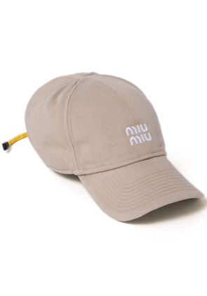Miu Miu logo-embroidered denim baseball cap - Neutrals