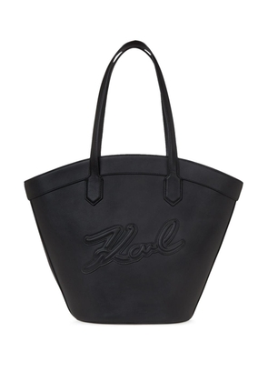 Karl Lagerfeld medium Signature Tulip leather tote bag - Black
