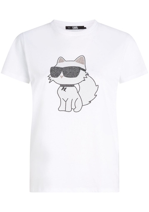 Karl Lagerfeld Ikonik 2.0 Choupette rhinestone-embellished T-shirt - White