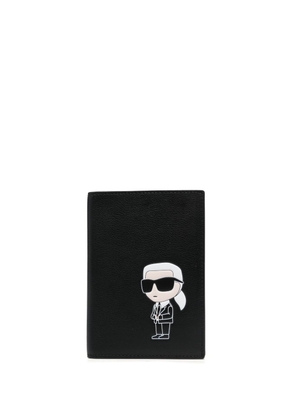 Karl Lagerfeld Ikonik leather passport holder - Black