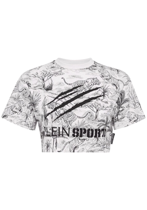 Plein Sport graphic-print cropped T-shirt - White