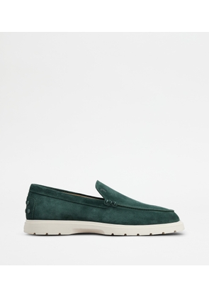 Tod's - Slipper Loafers in Suede, GREEN, 10 - Shoes